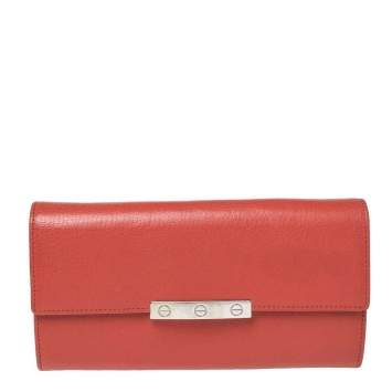Pre Owned Cartier Orange Leather LOVE Continental Wallet