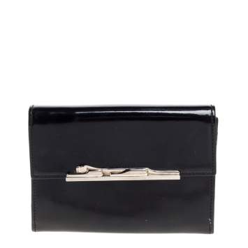 Pre Owned Cartier Black Patent Leather Compact Wallet