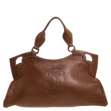 Pre Owned Cartier Brown Leather Medium Marcello de Cartier Bag