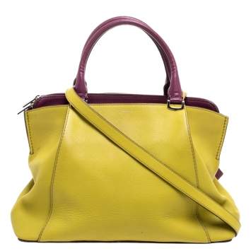 Pre Owned Cartier Yellow/Purple Leather C De cartier Small Tote