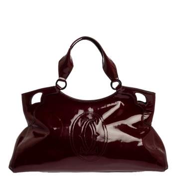 Pre Owned Cartier Burgundy Patent Leather Medium Marcello de Cartier Bag
