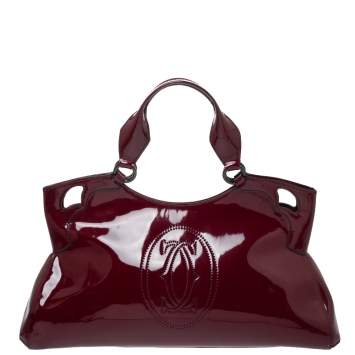 Pre Owned Cartier Burgundy Patent Leather Medium Marcello de Cartier Bag