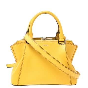 Pre Owned Cartier Yellow Leather Mini C De Cartier Tote