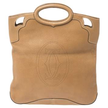 Pre Owned Cartier Beige Leather Marcello de Cartier Foldable Clutch