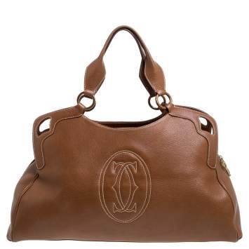 Pre Owned Cartier Brown Leather Large Marcello de Cartier Bag