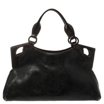 Pre Owned Cartier Black Leather Small Marcello De Cartier Bag