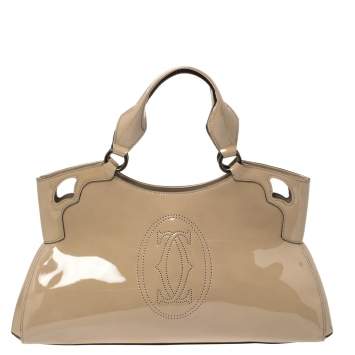 Pre Owned Cartier Beige Patent Leather Large Marcello de Cartier Bag