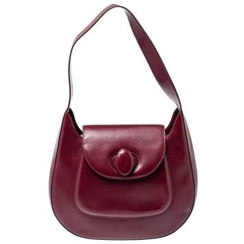 Pre Owned Cartier Burgundy Leather Happy Birthday Hobo