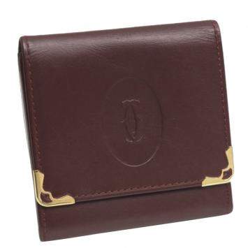 Pre Owned Cartier Red Leather Must de Cartier Small Wallet