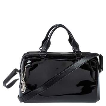 Pre Owned Cartier Black Patent Leather Marcello de Cartier Bowler Bag