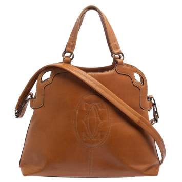 Pre Owned Cartier Tan Leather Marcello de Cartier Satchel