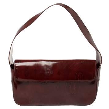 Pre Owned Cartier Burgundy Patent Leather Happy Birthday Shoulder Bag
