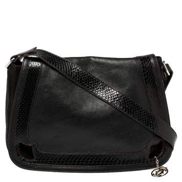 Pre Owned Cartier Python and Leather Marcello Messenger 