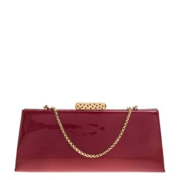 Pre Owned Cartier Red Patent Leather Chain Clutch