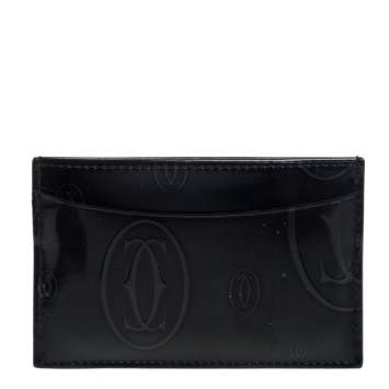Pre Owned Cartier Dark Grey Patent Leather Happy Birthday Card Holder