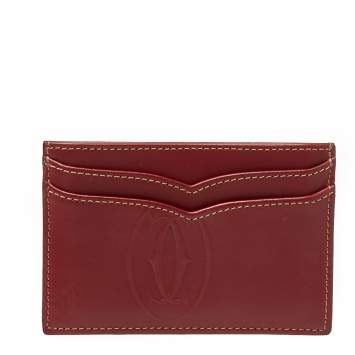 Pre Owned Cartier Red Leather Card Holder