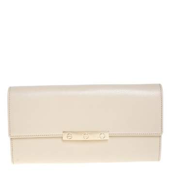 Pre Owned Cartier Cream White Leather Love Continental Wallet