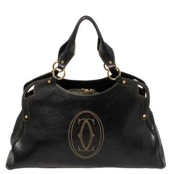 Pre Owned Cartier Black Leather "Marcello de Cartier" Shoulder Bag
