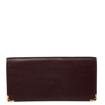 Pre Owned Cartier Burgundy Leather Must de Cartier Bifold Long Wallet