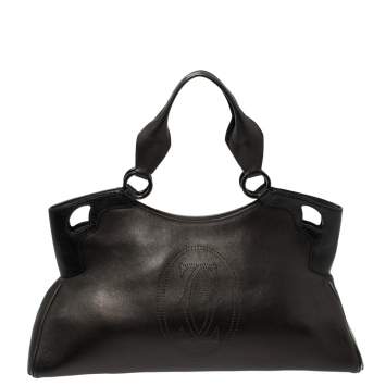 Pre Owned Cartier Black Leather Marcello De Cartier Bag