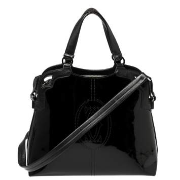 Pre Owned Cartier Black Patent Leather Marcello de Cartier Satchel