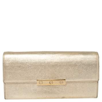 Pre Owned Cartier Metallic Gold Leather Love Continental Wallet