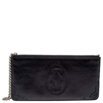 Pre Owned Cartier Metallic Black Leather Marcello de Cartier Clutch