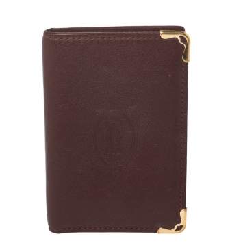 Pre Owned Cartier Burgundy Leather Must De Cartier Card Holder
