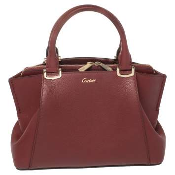 Pre Owned Cartier Dark Red Leather Mini C de Cartier Satchel