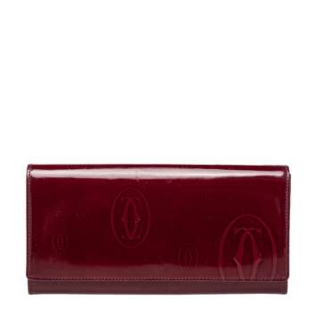 Pre Owned Cartier Dark Red Leather Happy Birthday Continental Wallet