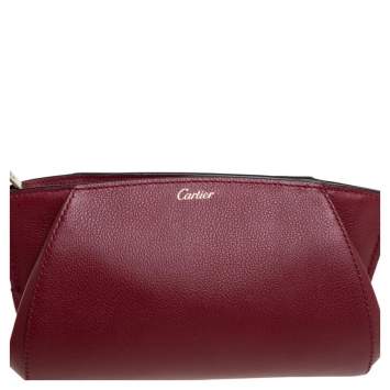 Pre Owned Cartier Red Leather C De Cartier Clutch