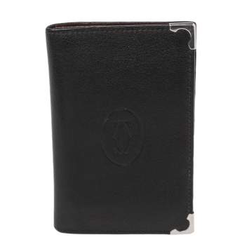 Pre Owned Cartier Black Leather Must De Cartier Card Holder
