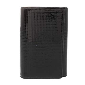Pre Owned Cartier Black Textured Patent Leather Happy Birthday Wallet