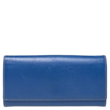 Pre Owned Cartier Blue Leather Happy Birthday Continental Wallet