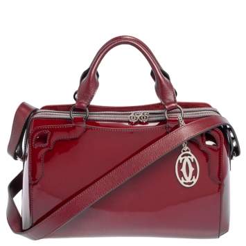 Pre Owned Cartier Burgundy Patent Leather Marcello de Cartier Bowler Bag