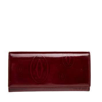 Pre Owned Cartier Dark Red Leather Happy Birthday Continental Wallet