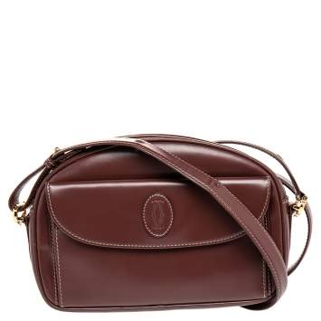 Pre Owned Cartier Brown Leather Must de Cartier Shoulder Bag