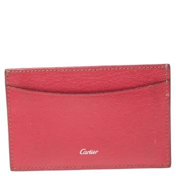 Pre Owned Cartier Fuchsia Leather Simple Slim Card Holder