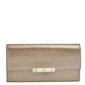Pre Owned Cartier Gold Leather Love Continental Wallet