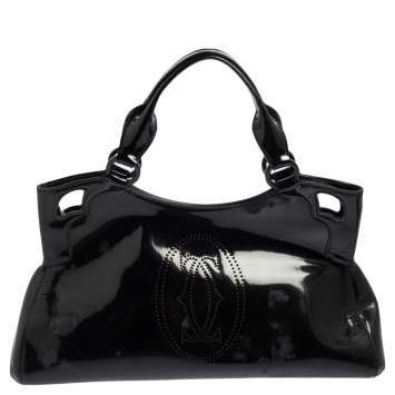 Pre Owned Cartier Black Patent Leather Small Marcello De Cartier Bag