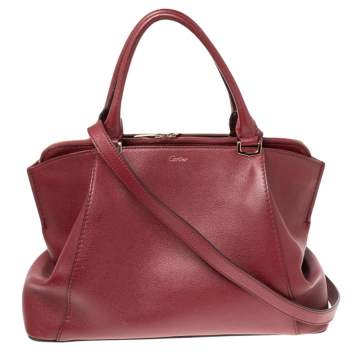 Pre Owned Cartier Burgundy Leather Small C de Cartier Satchel