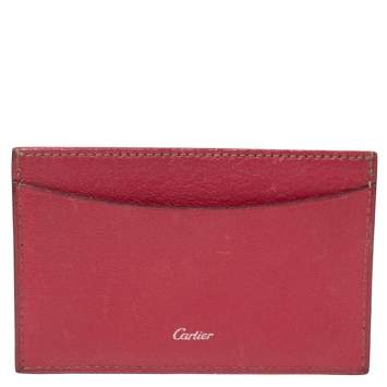 Pre Owned Cartier Pink Leather Les Must De Cartier Card Holder