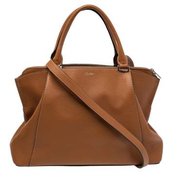 Pre Owned Cartier Brown Leather C De Cartier Medium Satchel