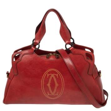 Pre Owned Cartier Red Leather Medium Marcello de Cartier Bag