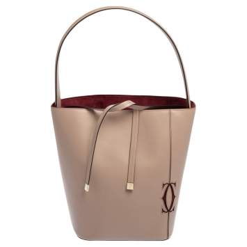 Pre Owned Cartier Old Rose Pink Leather Must C Bucket Bag