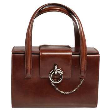 Pre Owned Cartier Brown Leather Panthere Box Bag