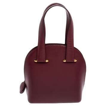 Pre Owned Cartier Burgundy Leather Rounder Tote Bag