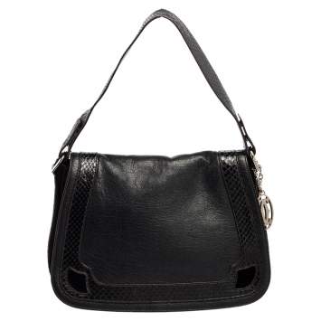 Pre Owned Cartier Python,Suede and Leather Marcello Flap Shoulder Bag