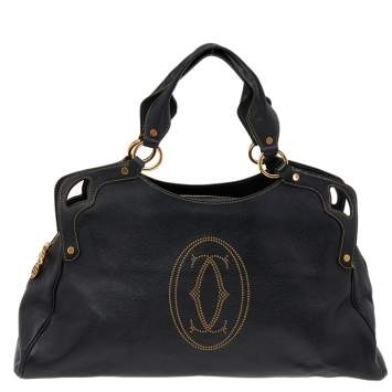 Pre Owned Cartier Black Leather Marcello de Cartier Shoulder Bag