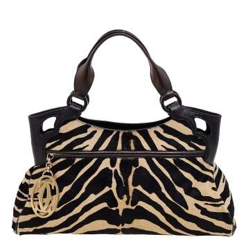 Pre Owned Cartier Beige/Black Calf Hair and Textured Leather Marcello De Cartier 